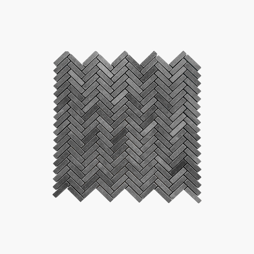 Natural Marble Mosaic Herringbone 10x40 Basalt Tumbled Marble Mosaic Tilemall