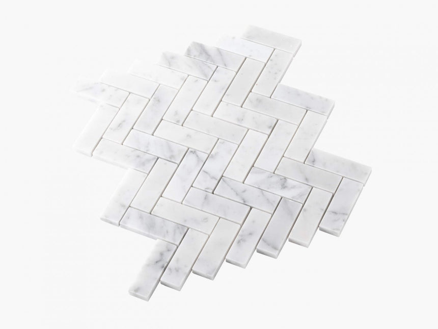 Natural Marble Mosaic Herringbone 25x75 Carrara Honed Marble Mosaic Tilemall