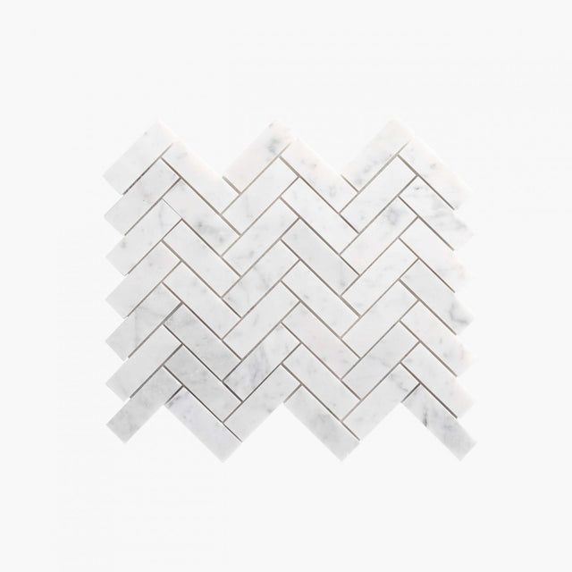 Natural Marble Mosaic Herringbone 25x75 Carrara Honed Marble Mosaic Tilemall