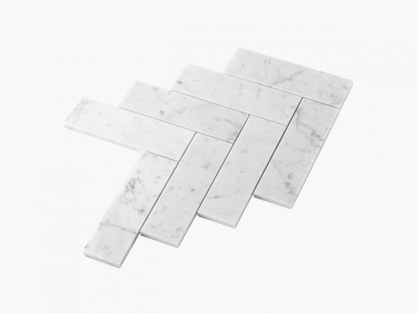 Natural Marble Mosaic Herringbone 50x165 Carrara Honed Marble Mosaic Tilemall