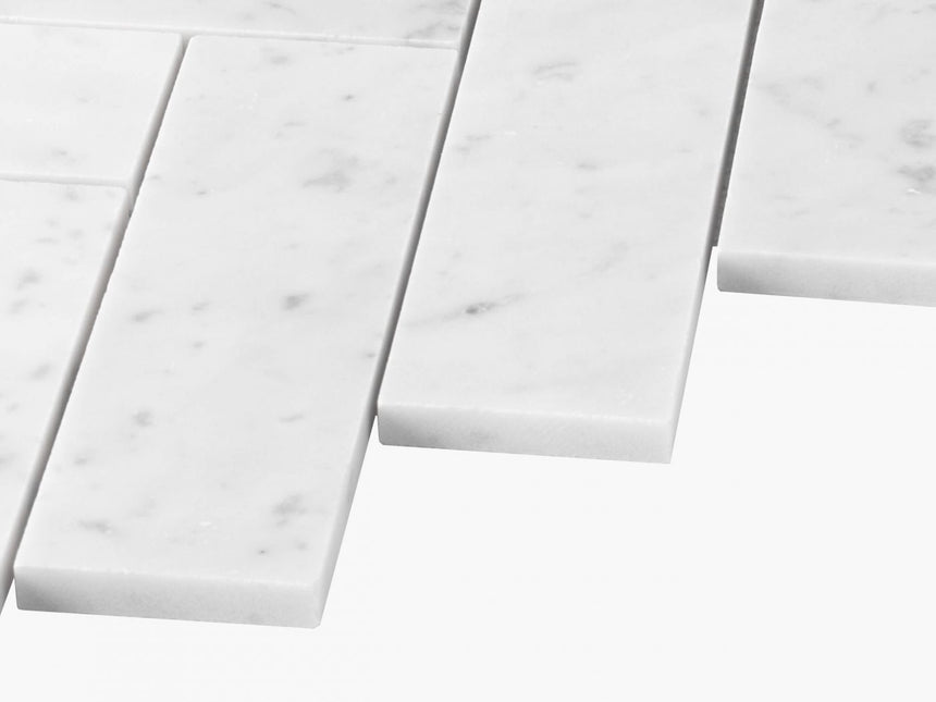 Natural Marble Mosaic Herringbone 50x165 Carrara Honed Marble Mosaic Tilemall