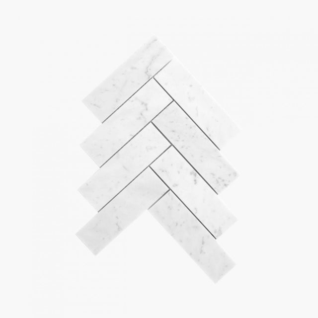 Natural Marble Mosaic Herringbone 50x165 Carrara Honed Sample Sample Tilemall