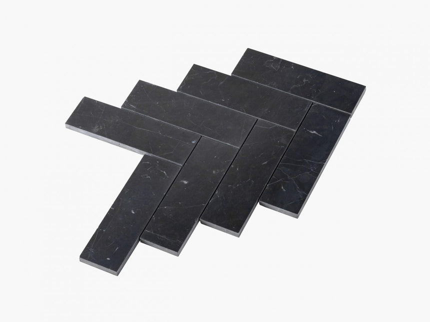Natural Marble Mosaic Herringbone 50x165 Nero Marquina Honed Marble Mosaic Tilemall