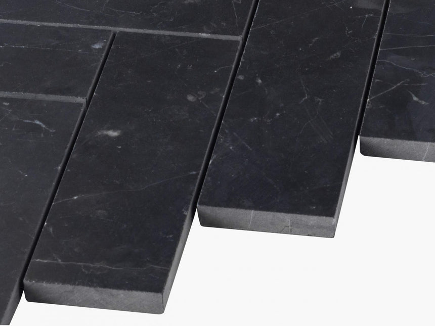 Natural Marble Mosaic Herringbone 50x165 Nero Marquina Honed Marble Mosaic Tilemall