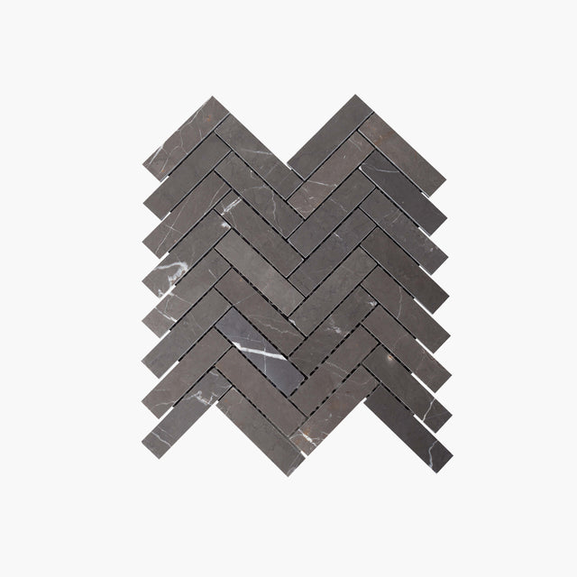Natural Marble Mosaic Herringbone 25x98 Pietra Grey Honed Marble Mosaic Tilemall
