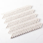 Marble Mosaic Herringbone 10x40mm Tumbled Limestone Sample