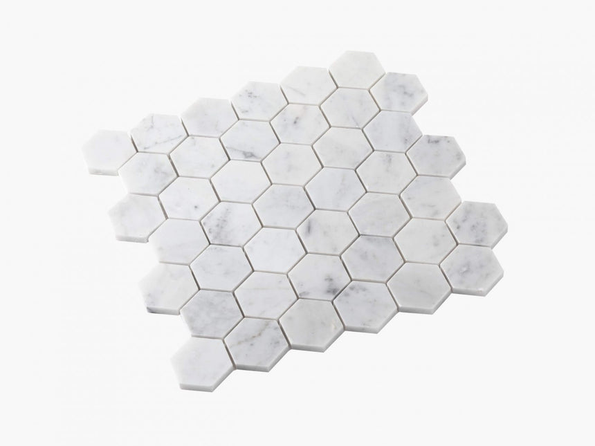 Natural Marble Mosaic Hexagon 48x48 Carrara Honed Marble Mosaic Tilemall