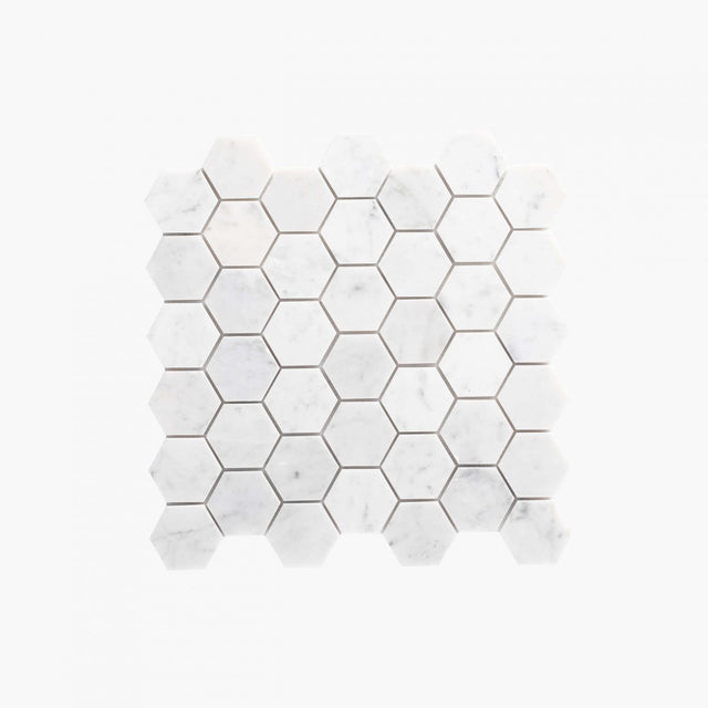 Natural Marble Mosaic Hexagon 48x48 Carrara Honed Sample Sample Tilemall