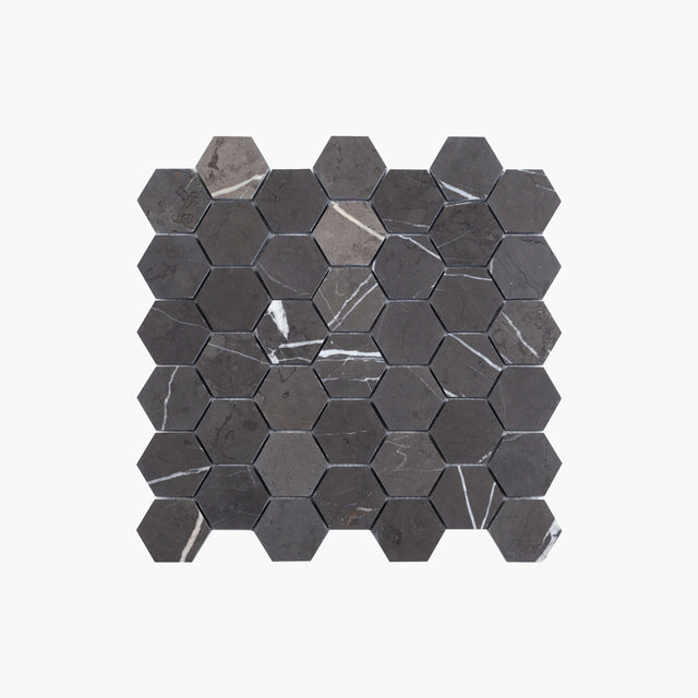 Natural Marble Mosaic Hexagon 48x48 Pietra Grey Honed Marble Mosaic Tilemall