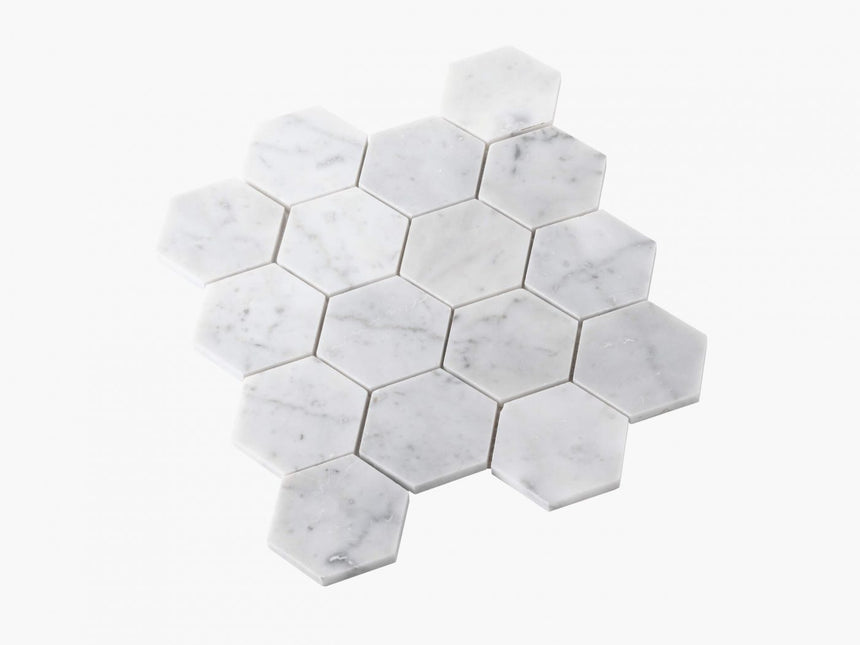 Natural Marble Mosaic Hexagon 75mm Carrara Honed Marble Mosaic Tilemall
