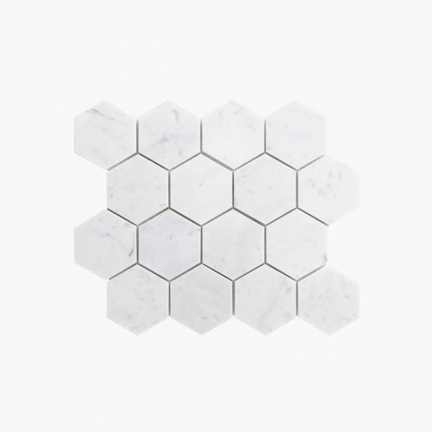 Natural Marble Mosaic Hexagon 75mm Carrara Honed Marble Mosaic Tilemall