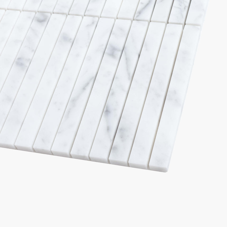 Natural Marble Mosaic Kit Kat 15x150 Carrara Honed Marble Mosaic Tilemall