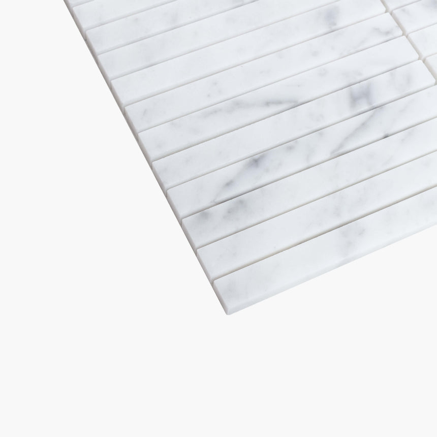 Natural Marble Mosaic Kit Kat 15x150 Carrara Honed Marble Mosaic Tilemall