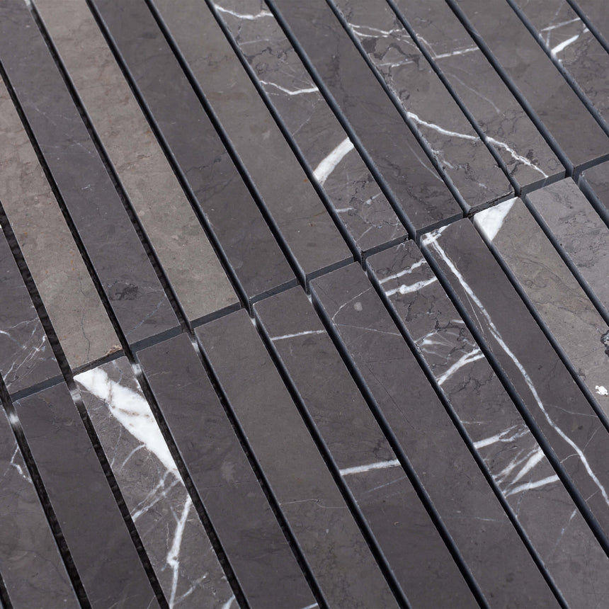 Natural Marble Mosaic Kit Kat 15x150 Pietra Grey Honed Marble Mosaic Tilemall