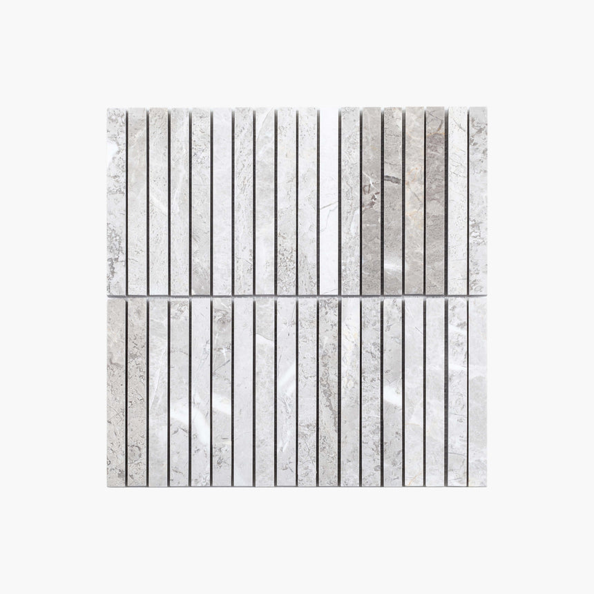 Natural Marble Mosaic Kit Kat 15x150 Silver Grey Honed Marble Mosaic Tilemall