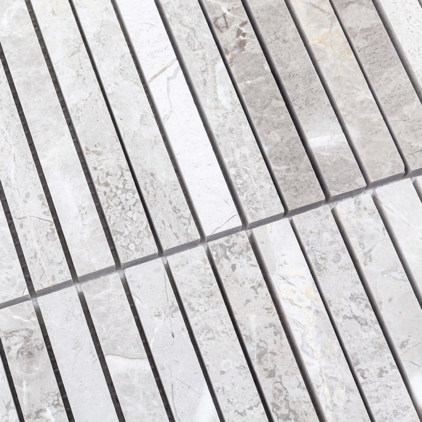 Natural Marble Mosaic Kit Kat 15x150 Silver Grey Honed Marble Mosaic Tilemall