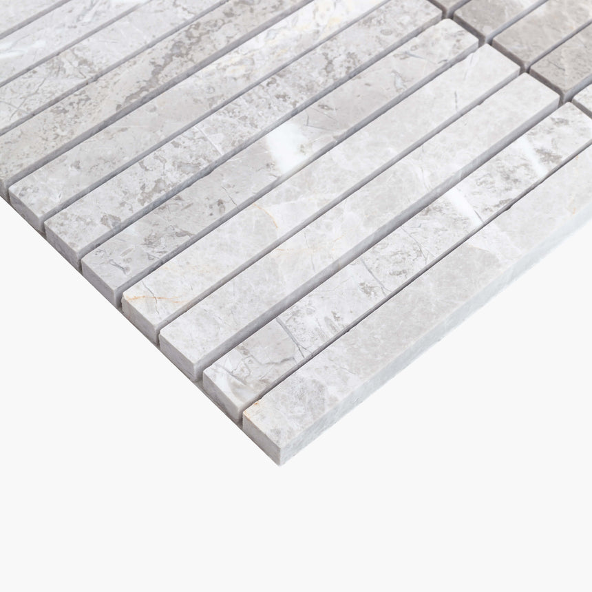 Natural Marble Mosaic Kit Kat 15x150 Silver Grey Honed Marble Mosaic Tilemall