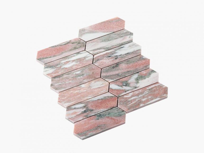 Natural Marble Mosaic LongHexagon 48x145 Blush Honed Marble Mosaic Tilemall