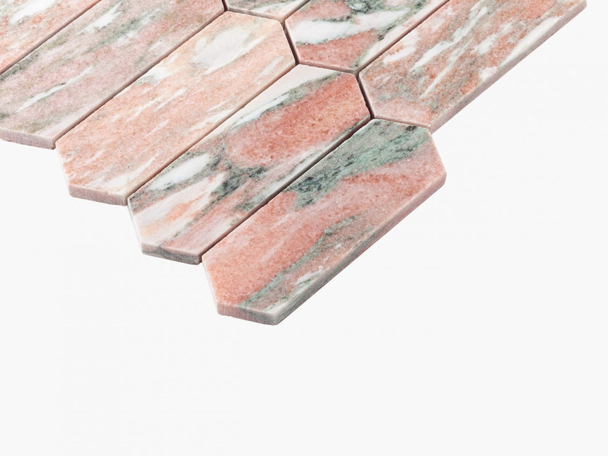 Natural Marble Mosaic LongHexagon 48x145 Blush Honed Marble Mosaic Tilemall