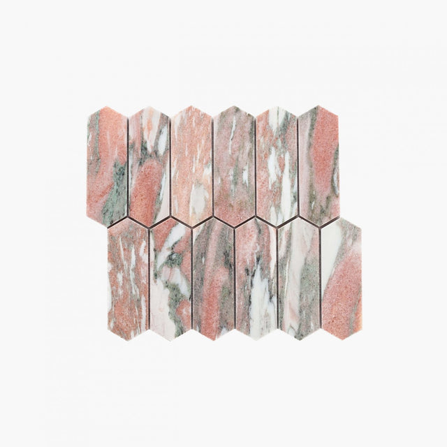 Natural Marble Mosaic LongHexagon 48x145 Blush Honed Marble Mosaic Tilemall