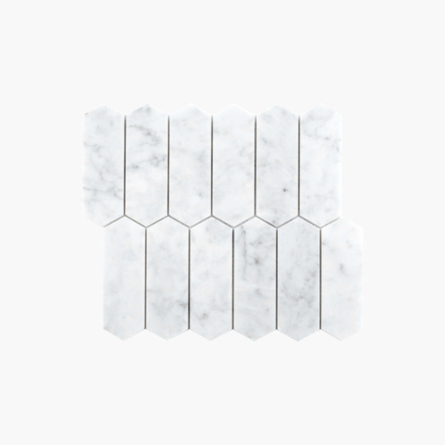 Natural Marble Mosaic LongHexagon 48x145 Carrara Honed Marble Mosaic Tilemall