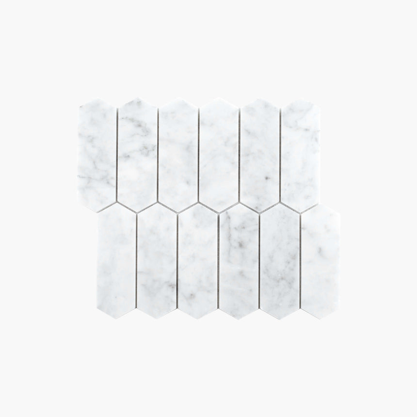 Natural Marble Mosaic LongHexagon 48x145 Carrara Honed Marble Mosaic Tilemall