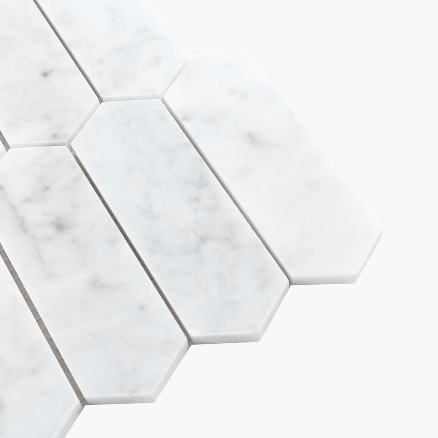 Natural Marble Mosaic LongHexagon 48x145 Carrara Honed Marble Mosaic Tilemall