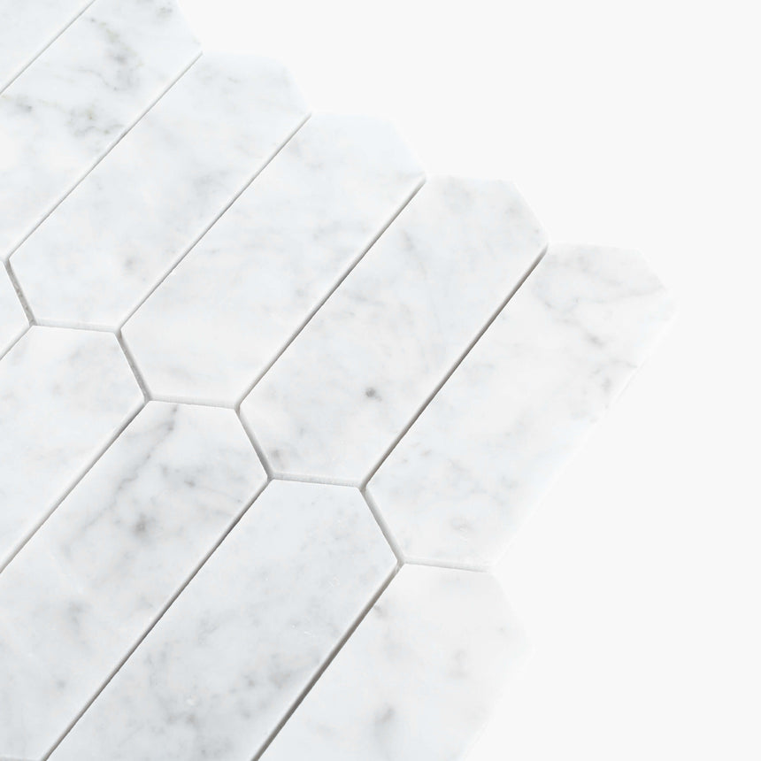 Natural Marble Mosaic LongHexagon 48x145 Carrara Honed Marble Mosaic Tilemall