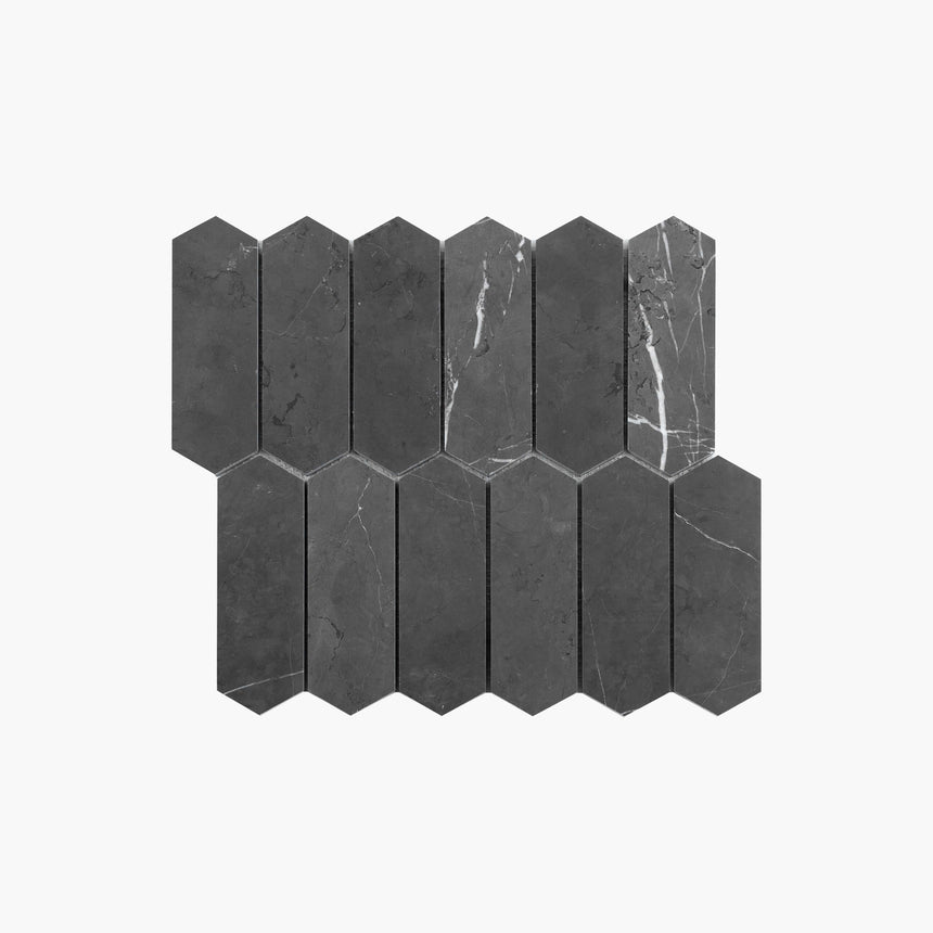 Natural Marble Mosaic LongHexagon 48x145 Pietra Grey Honed Marble Mosaic Tilemall