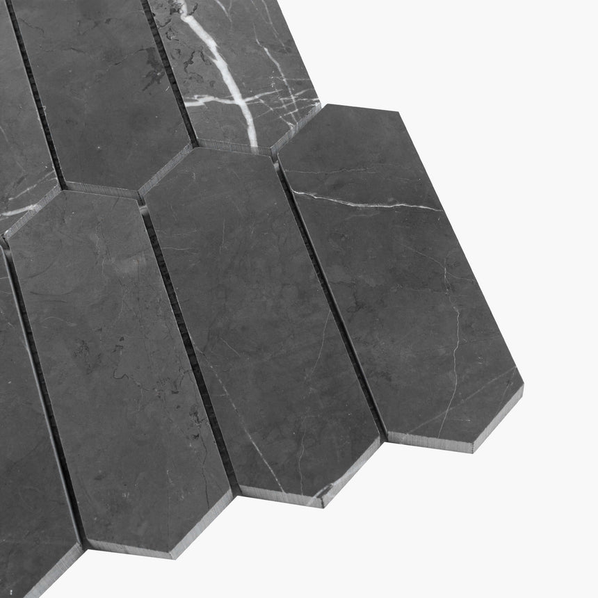 Natural Marble Mosaic LongHexagon 48x145 Pietra Grey Honed Marble Mosaic Tilemall