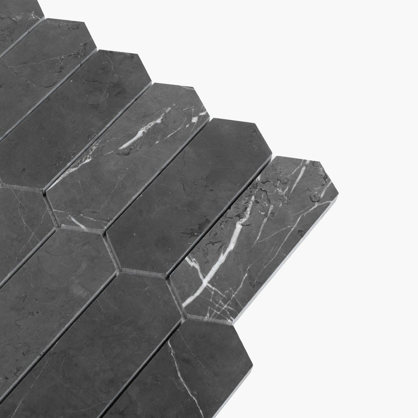 Natural Marble Mosaic LongHexagon 48x145 Pietra Grey Honed Marble Mosaic Tilemall
