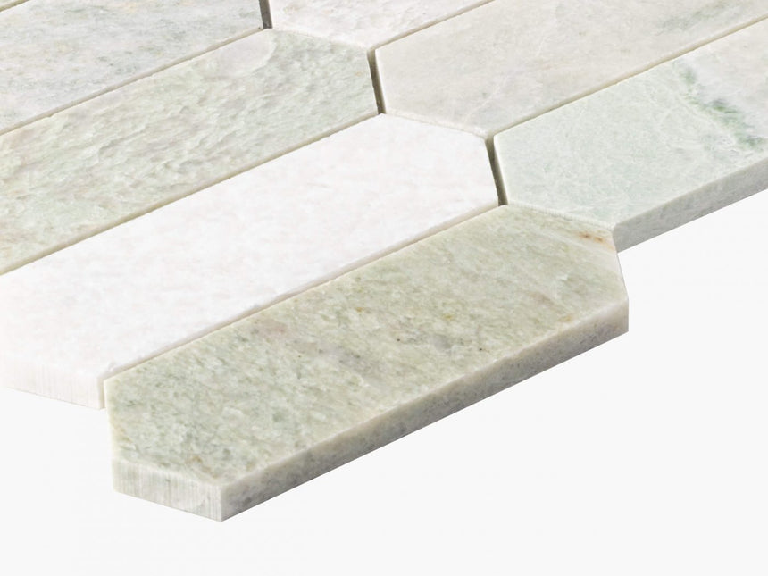 Natural Marble Mosaic LongHexagon 48x145 Ming Green Honed Marble Mosaic Tilemall
