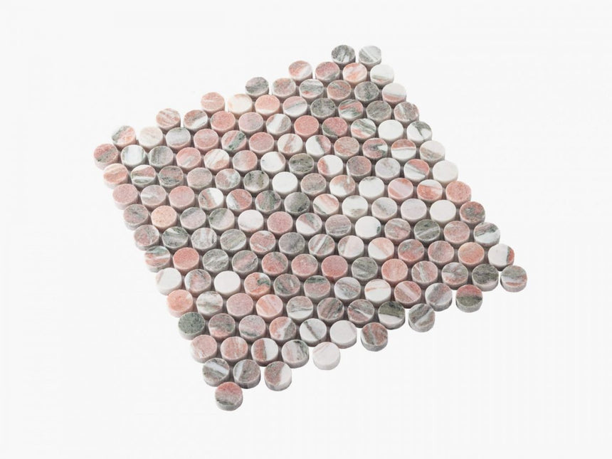 Natural Marble Mosaic PennyRound 23x23 Blush Honed Marble Mosaic Tilemall