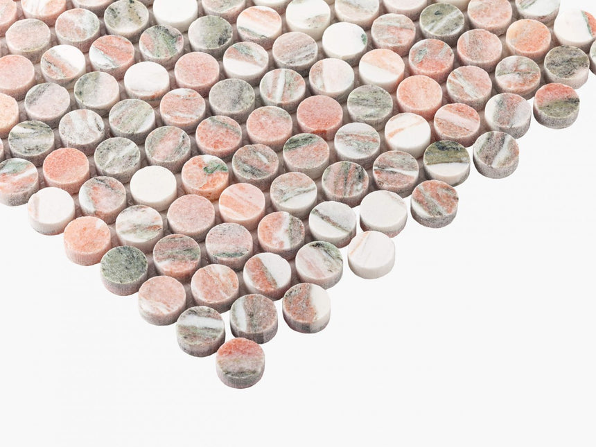 Natural Marble Mosaic PennyRound 23x23 Blush Honed Marble Mosaic Tilemall