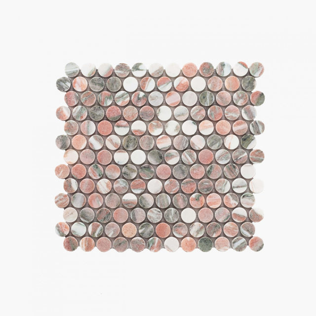 Natural Marble Mosaic PennyRound 23x23 Blush Honed Marble Mosaic Tilemall