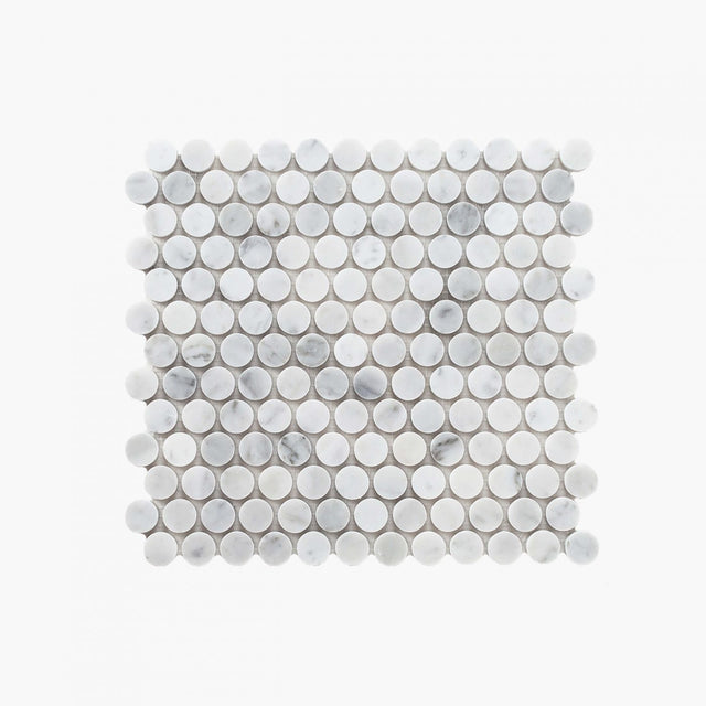 Natural Marble Mosaic PennyRound 23x23 Carrara Honed Sample Sample Tilemall