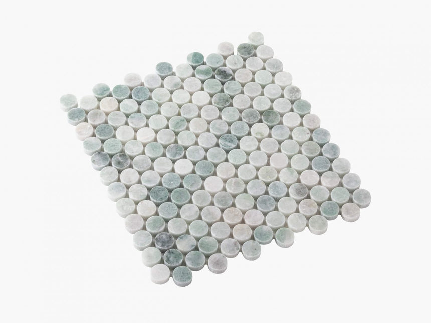 Natural Marble Mosaic PennyRound 23x23 Ming Green Honed Marble Mosaic Tilemall