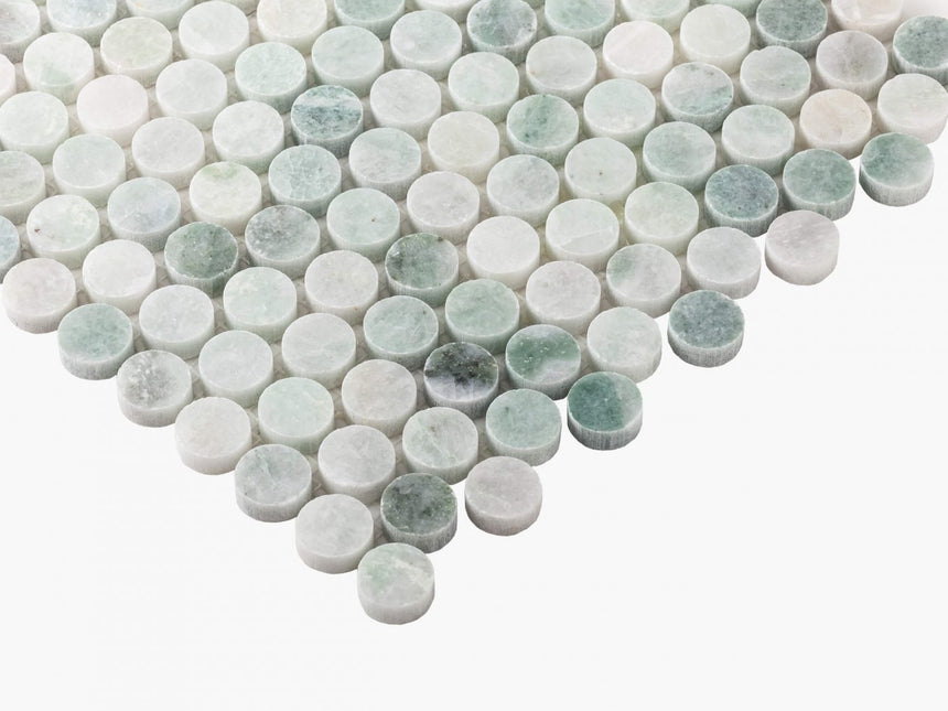Natural Marble Mosaic PennyRound 23x23 Ming Green Honed Marble Mosaic Tilemall