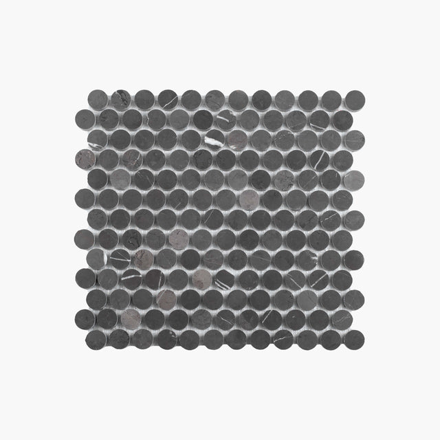 Natural Marble Mosaic PennyRound 23x23 Pietra Grey Honed Marble Mosaic Tilemall