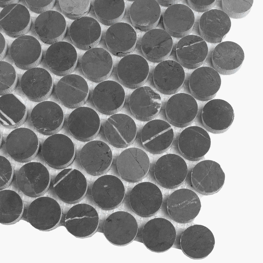 Natural Marble Mosaic PennyRound 23x23 Pietra Grey Honed Marble Mosaic Tilemall