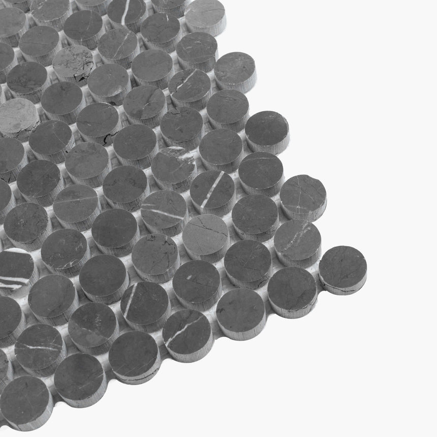 Natural Marble Mosaic PennyRound 23x23 Pietra Grey Honed Marble Mosaic Tilemall