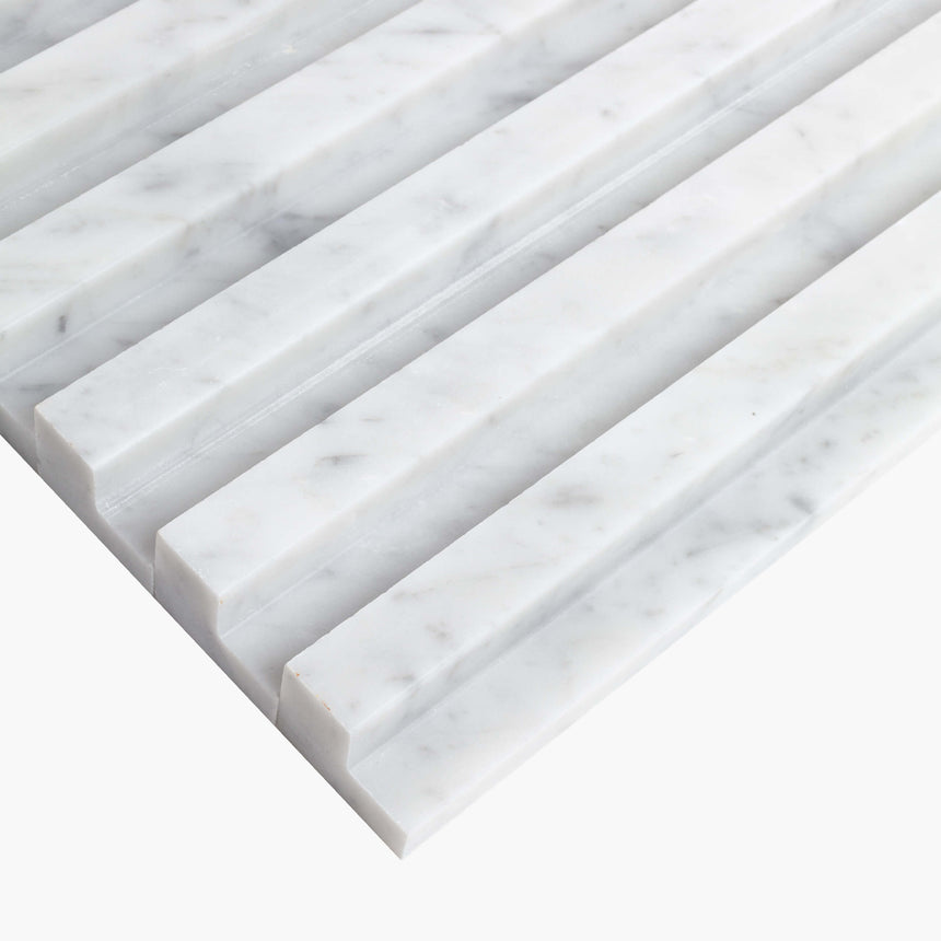 Natural Marble Mosaic Slat 40x450 Carrara Honed Marble Mosaic Tilemall