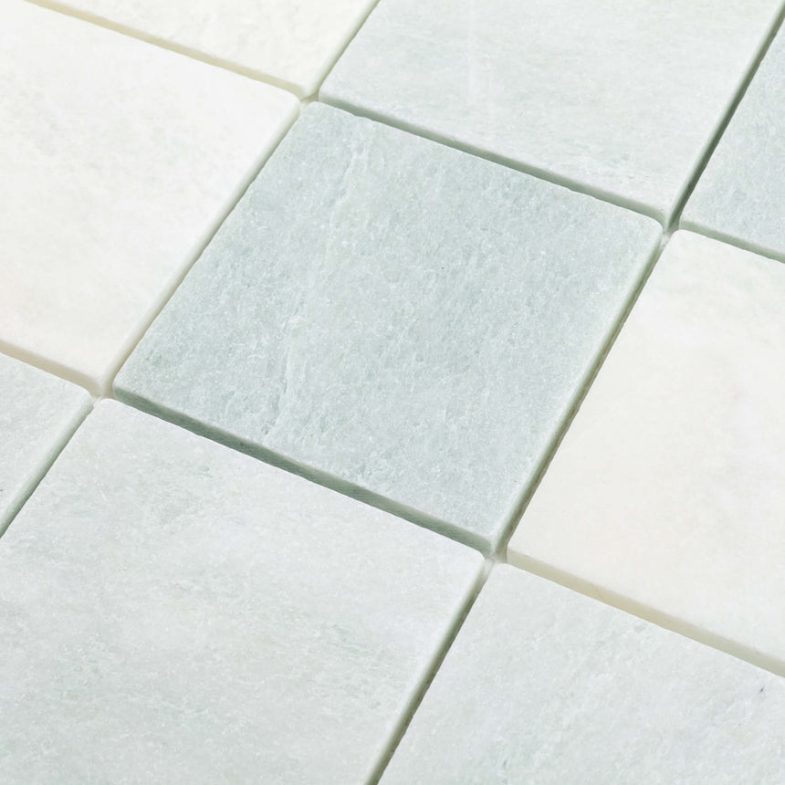 Natural Marble Mosaic Square 100x100 Ming Green Tumbled Marble Mosaic Tilemall