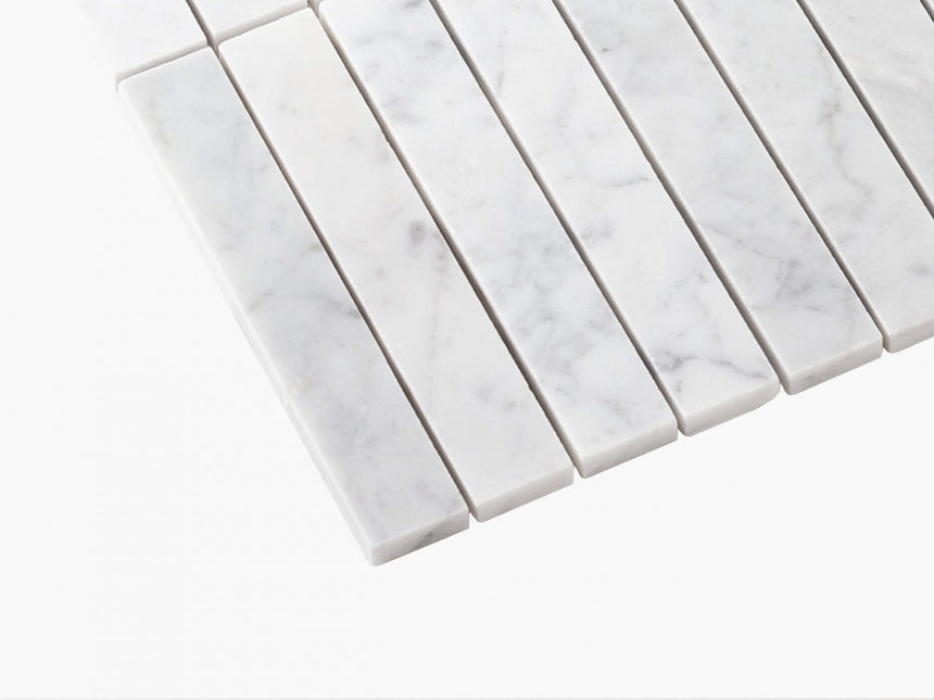 Natural Marble Mosaic Straight 25x150 Carrara Honed Marble Mosaic Tilemall