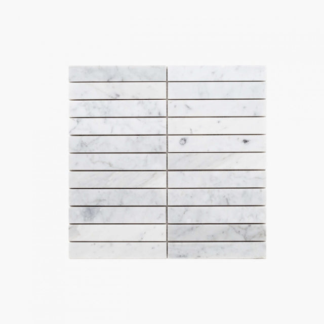 Natural Marble Mosaic Straight 25x150 Carrara Honed Marble Mosaic Tilemall