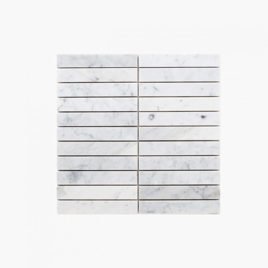 Natural Marble Mosaic Straight 25x150 Carrara Honed Marble Mosaic Tilemall
