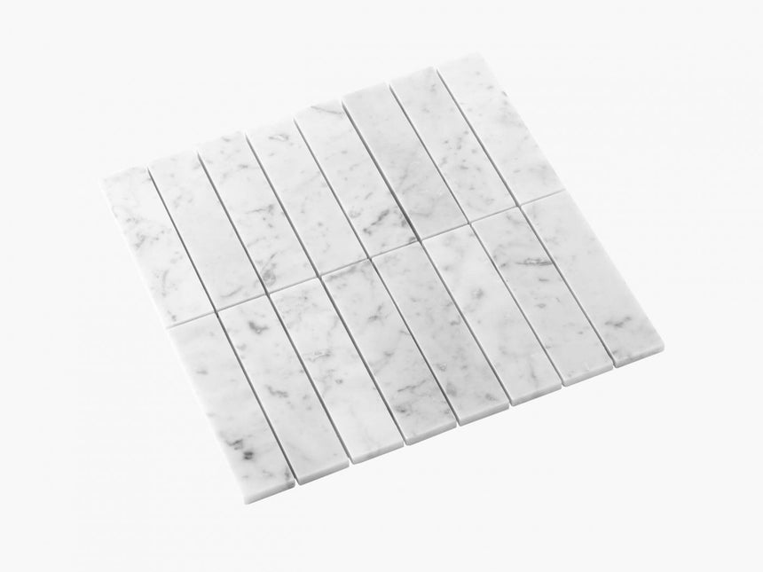 Natural Marble Mosaic Straight 36x150 Carrara Honed Marble Mosaic Tilemall