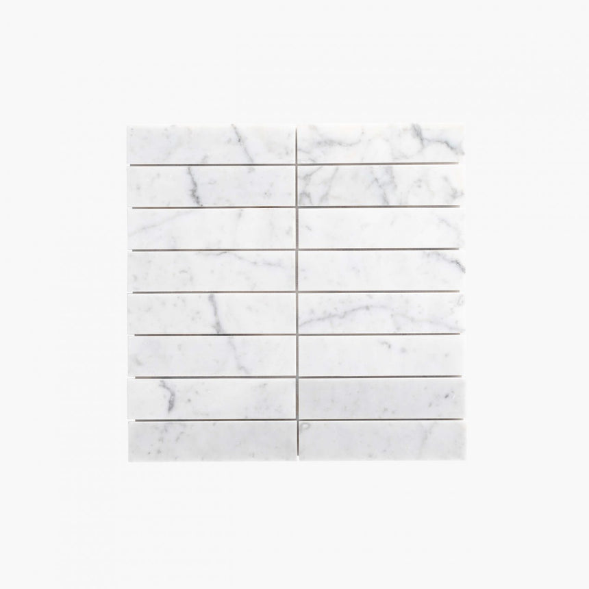 Natural Marble Mosaic Straight 36x150 Carrara Honed Marble Mosaic Tilemall