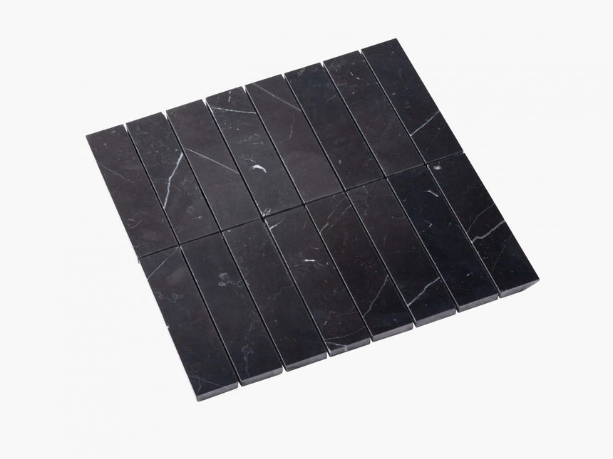 Natural Marble Mosaic Straight 36x150 Nero Marquina Honed Marble Mosaic Tilemall