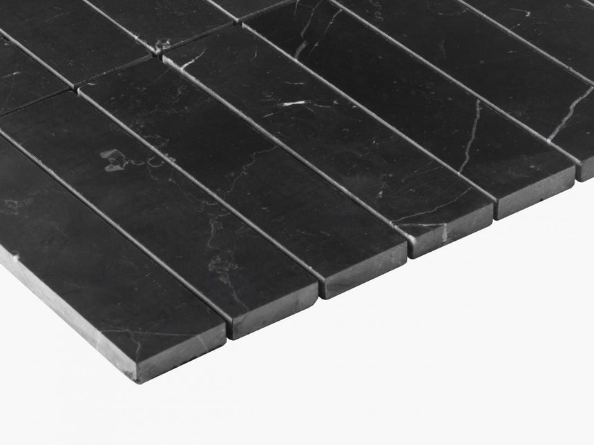 Natural Marble Mosaic Straight 36x150 Nero Marquina Honed Marble Mosaic Tilemall